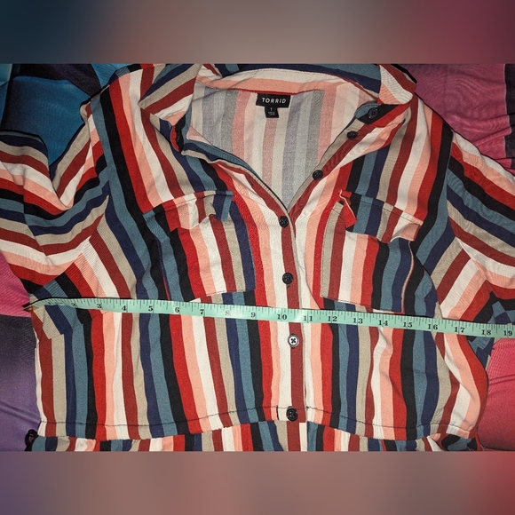 Torrid Challis Striped Button Down Shirt Dress 1x(14-16) - Picture 8 of 12